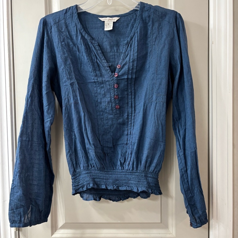 Fun & Flirt 100% Cotton Blue Long-Sleeve Shirt